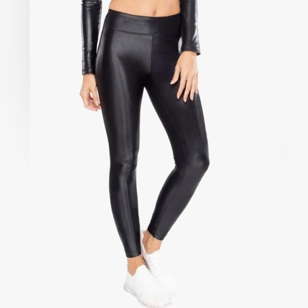Koral Women's  Shiny Black Snake Print Lustrous High Rise Legging Pants‎